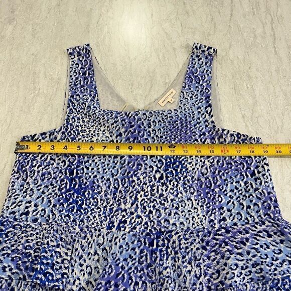 Rebecca Taylor Blue Leopard Print Tiered Peplum Sleeveless Silk Top Size 10 - Picture 10 of 12